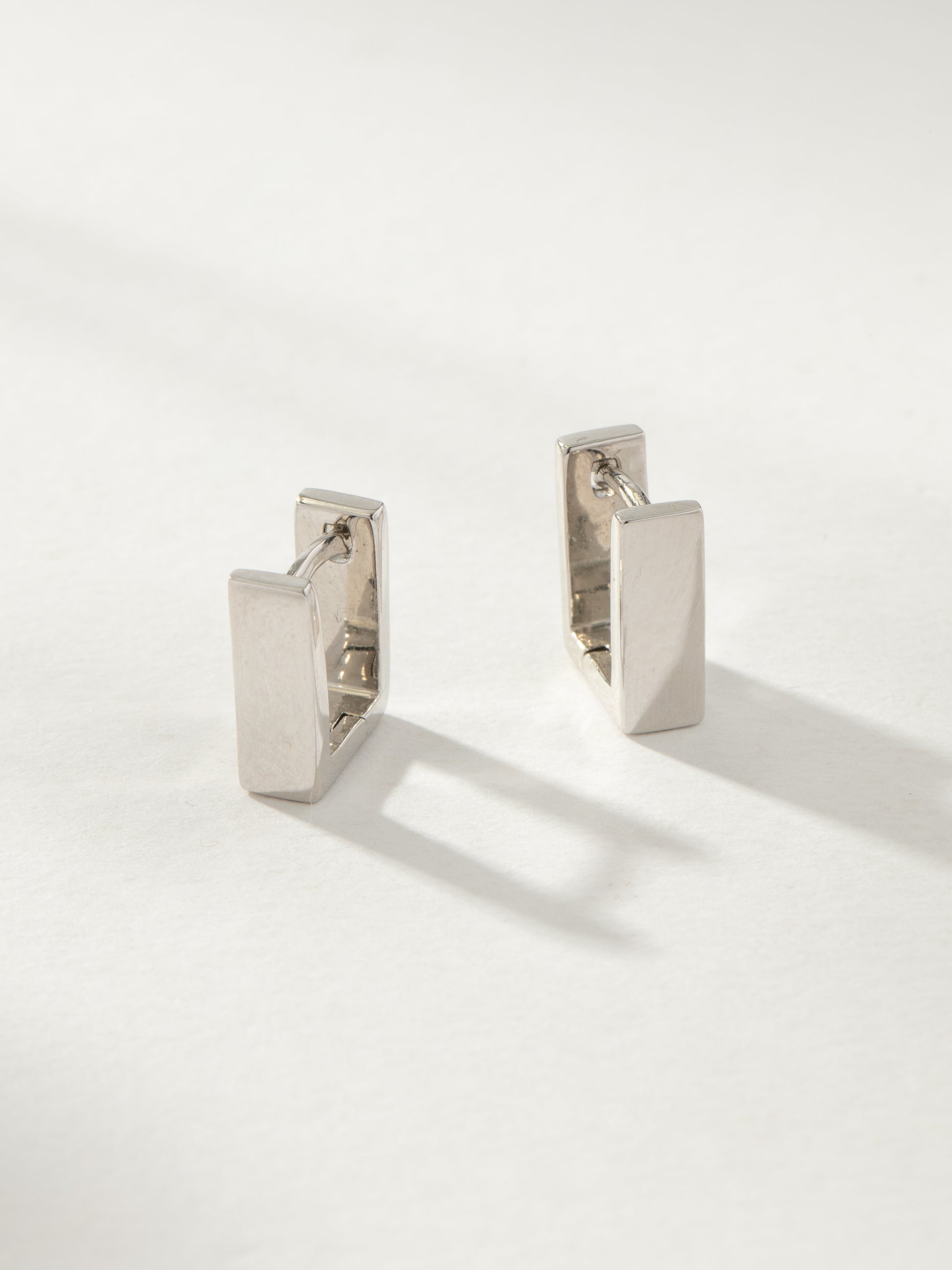 Passion Square Huggie Earrings | Silver | Product Image | Uncommon James