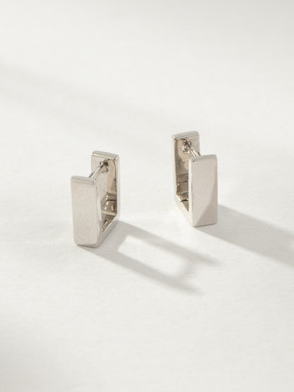 ["Passion Square Huggie Earrings ", " Silver ", " Product Image ", " Uncommon James"]