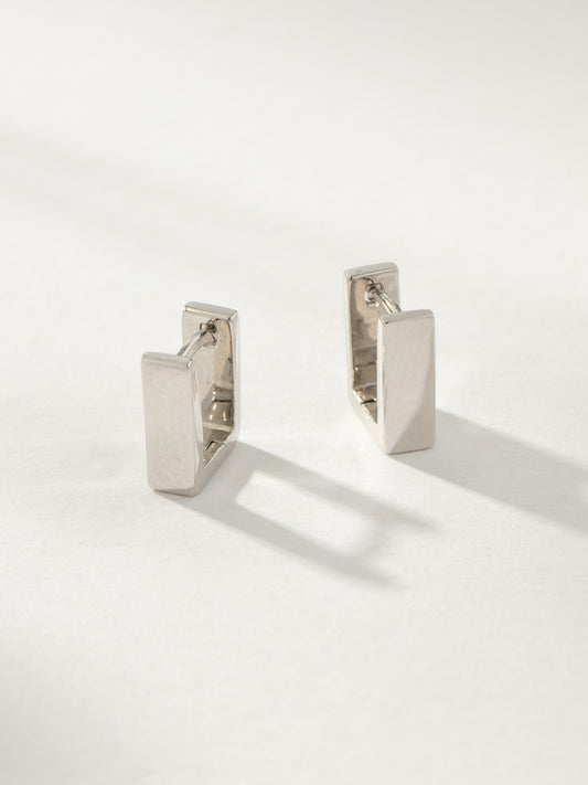 Passion Square Huggie Earrings | Silver | Product Image | Uncommon James