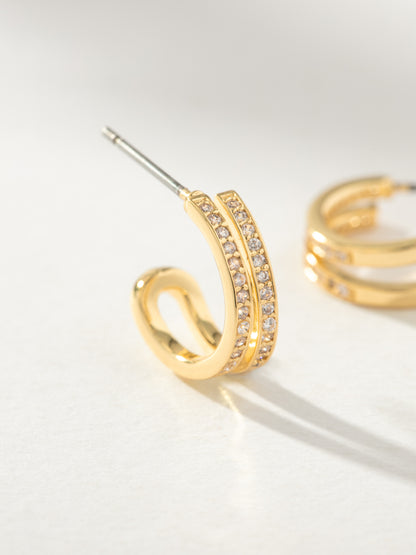 ["Whim Pavé Double Hoop Earrings ", " Gold ", " Product Image ", " Uncommon James"]