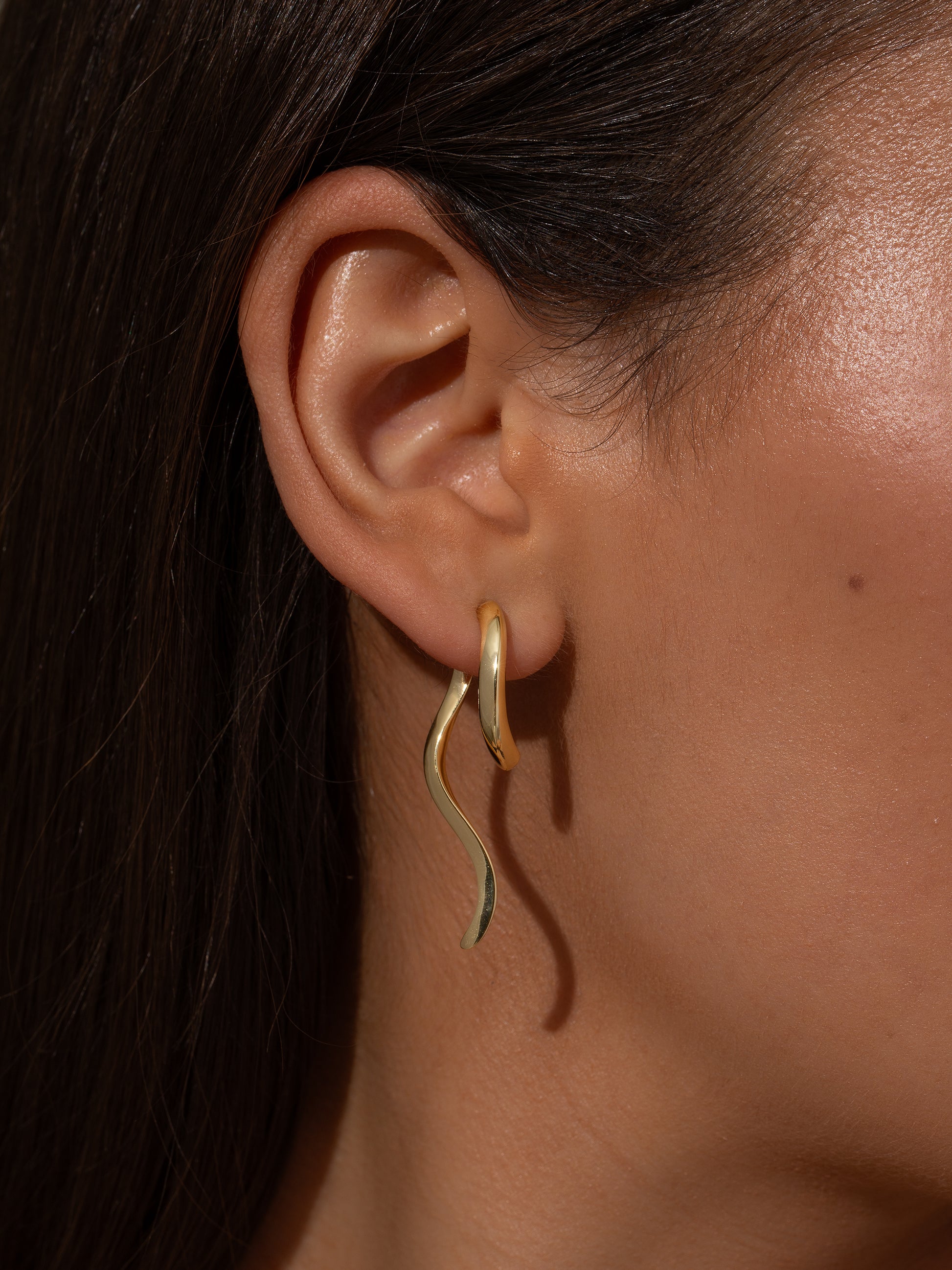 Wonderwall Ear Jacket | Gold | Model Image | Uncommon James