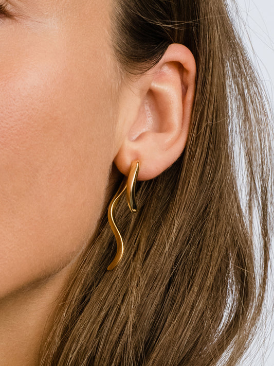 Wonderwall Ear Jacket | Gold | Model Image | Uncommon James