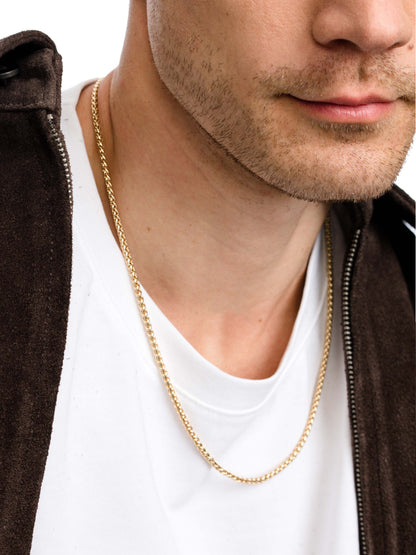 Men’s Wheat Chain Necklace 3.5mm | Gold | Model Image 2 | Uncommon James