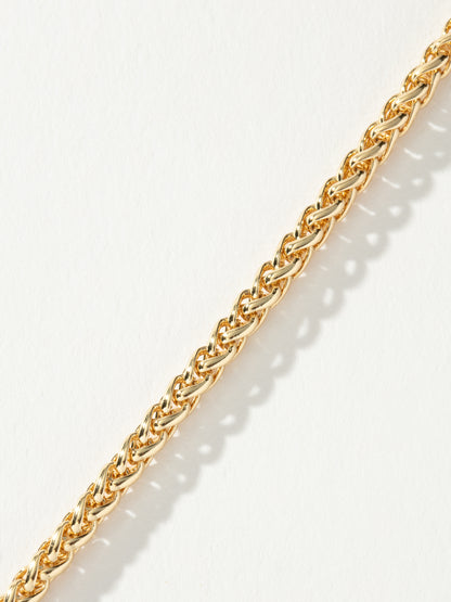 ["Men’s Wheat Chain Necklace 3.5mm ", " Gold ", " Product Detail Image 3 ", " Uncommon James"]