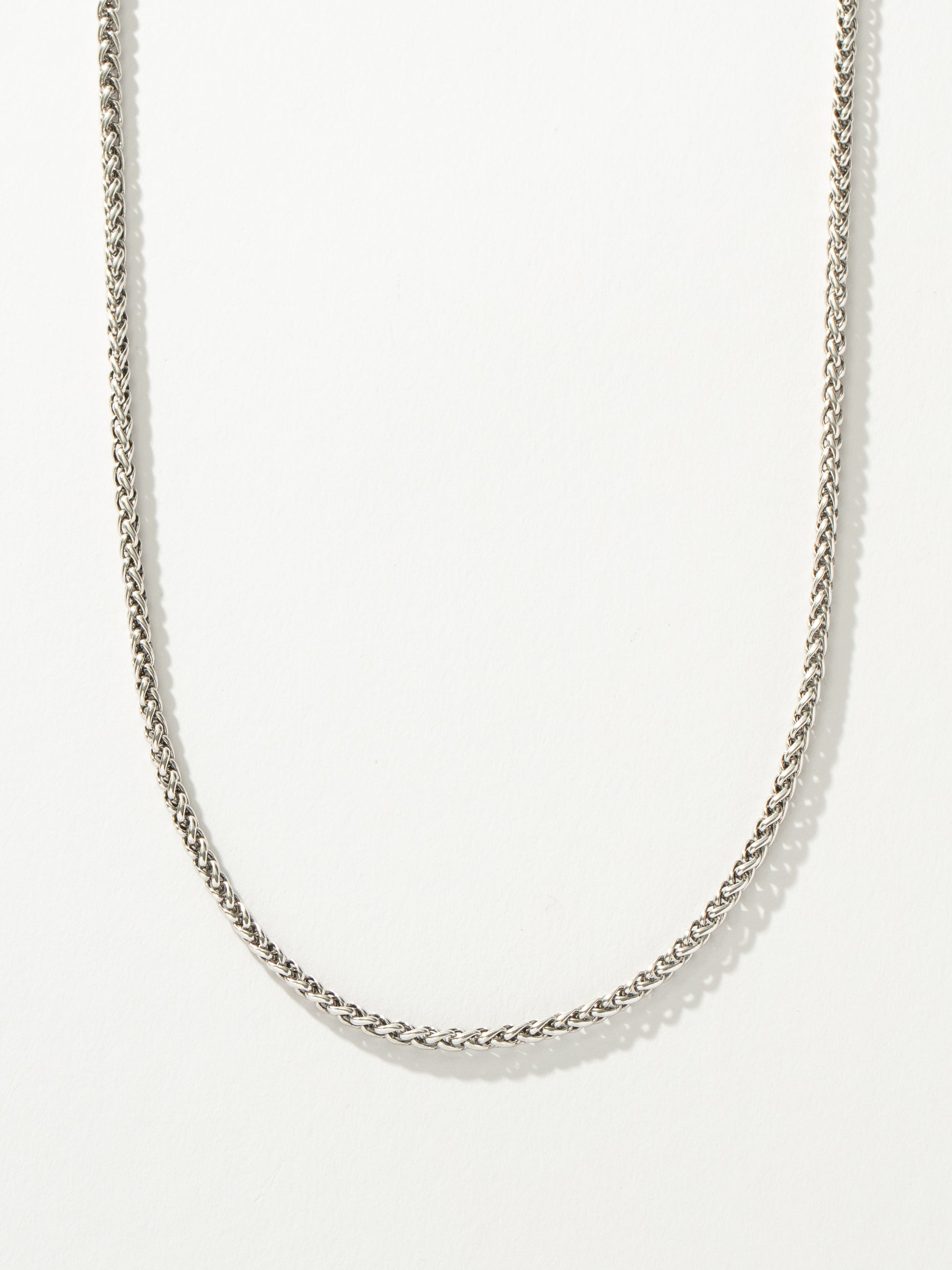 Men’s Wheat Chain Necklace 3.5mm | Silver | Product Detail Image | Uncommon James