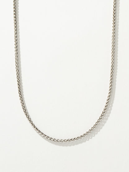 ["Men’s Wheat Chain Necklace 3.5mm ", " Silver ", " Product Detail Image ", " Uncommon James"]