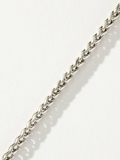 ["Men’s Wheat Chain Necklace 3.5mm ", " Silver ", " Product Detail Image 2 ", " Uncommon James"]