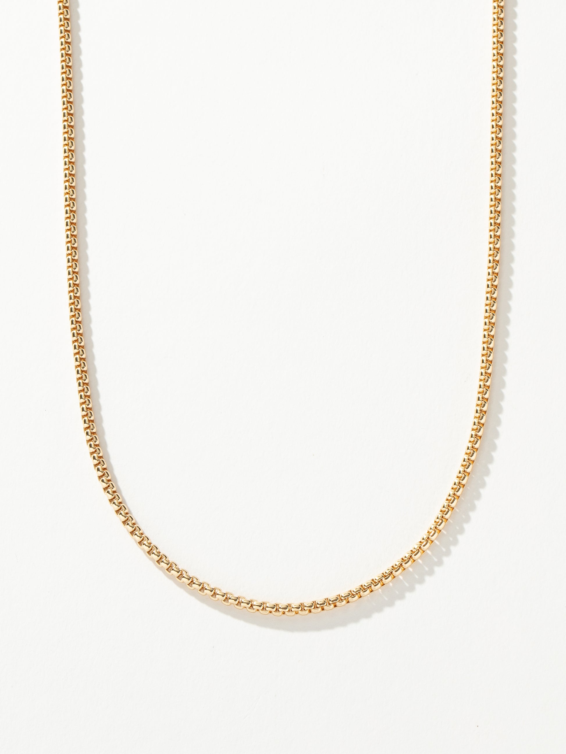 Men’s Round Box Chain Necklace 3mm | Gold | Product Detail Image | Uncommon James