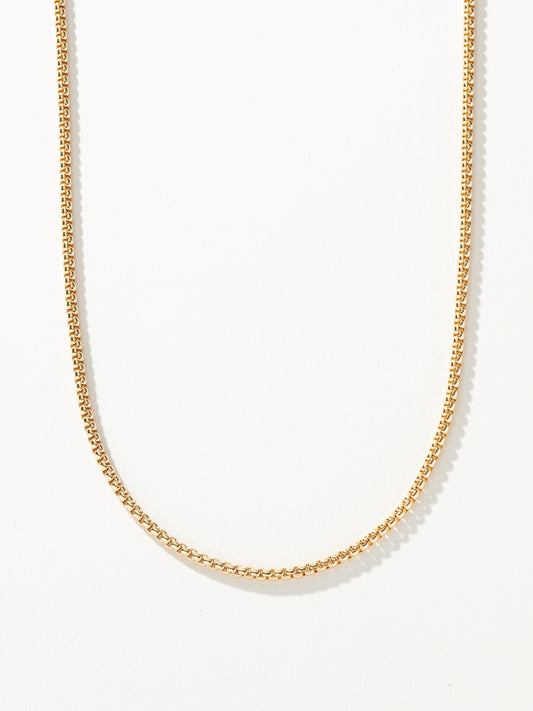 Men’s Round Box Chain Necklace 3mm | Gold | Product Detail Image | Uncommon James