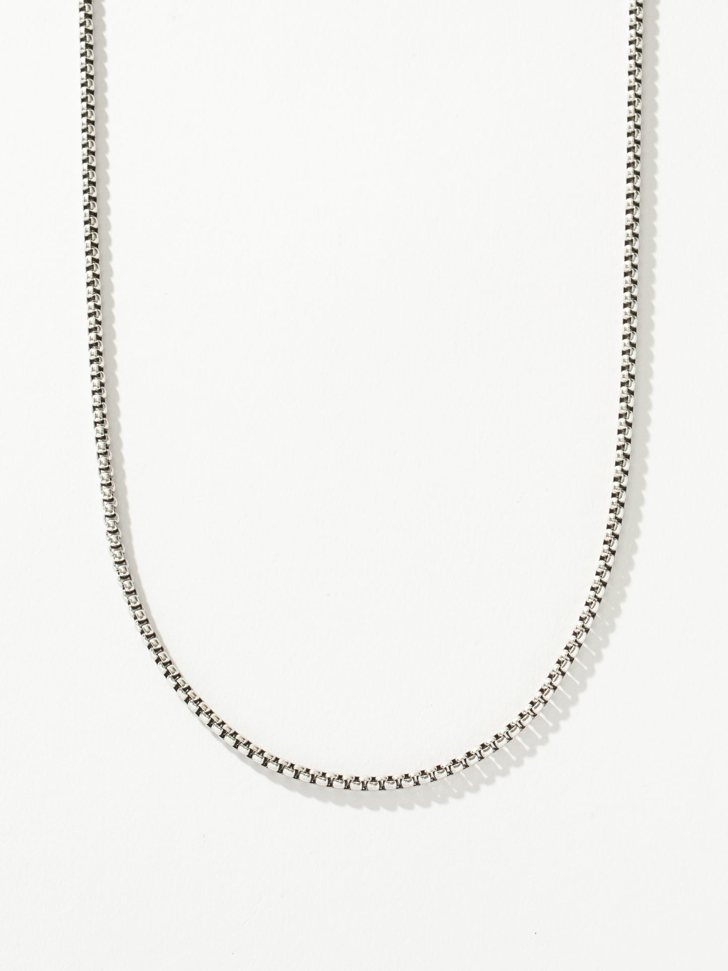 Men’s Round Box Chain Necklace 3mm | Silver | Product Detail Image | Uncommon James