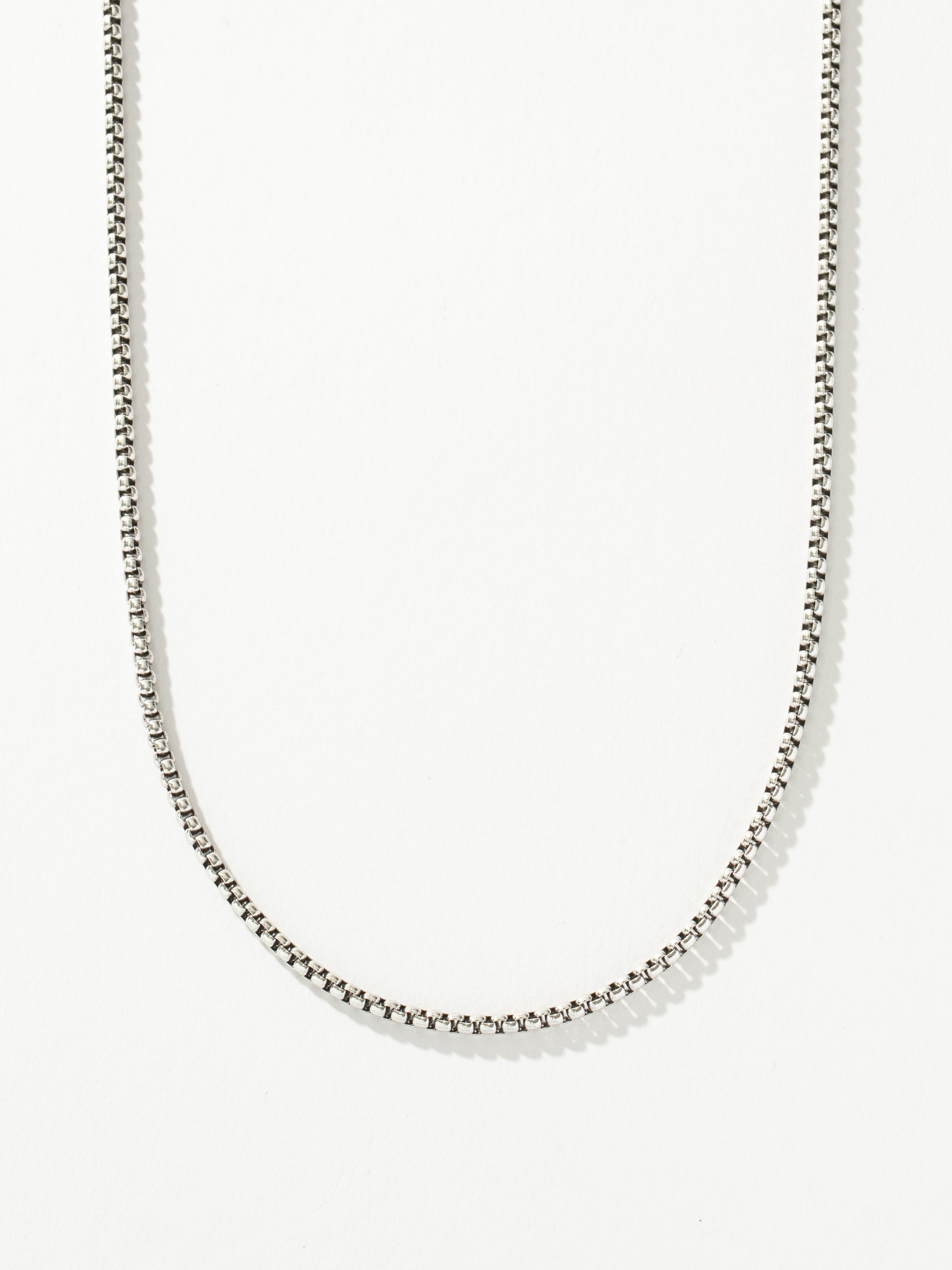 Men’s Round Box Chain Necklace 3mm | Silver | Product Detail Image | Uncommon James