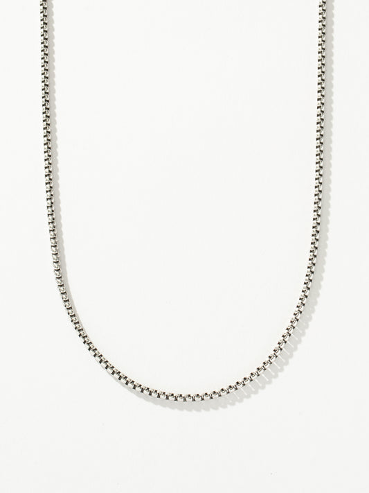 Men’s Round Box Chain Necklace 3mm | Silver | Product Detail Image | Uncommon James