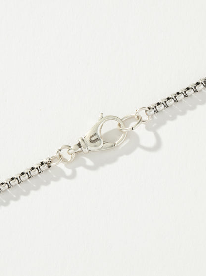 ["Men’s Round Box Chain Necklace 3mm ", " Silver ", " Product Detail Image 2 ", " Uncommon James"]