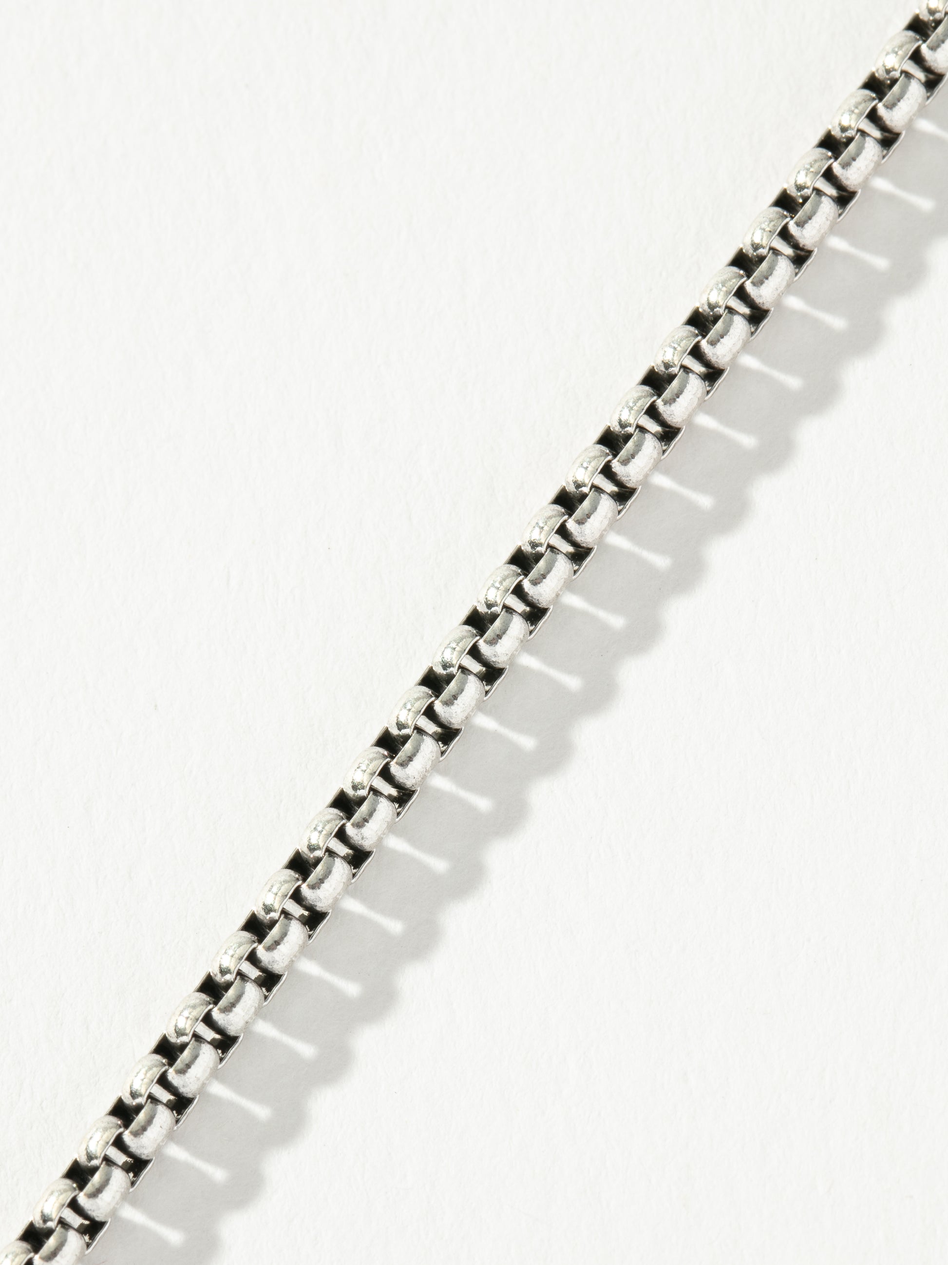 Men’s Round Box Chain Necklace 3mm | Silver | Product Detail Image 3 | Uncommon James