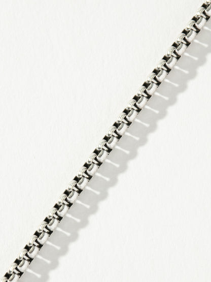 ["Men’s Round Box Chain Necklace 3mm ", " Silver ", " Product Detail Image 3 ", " Uncommon James"]