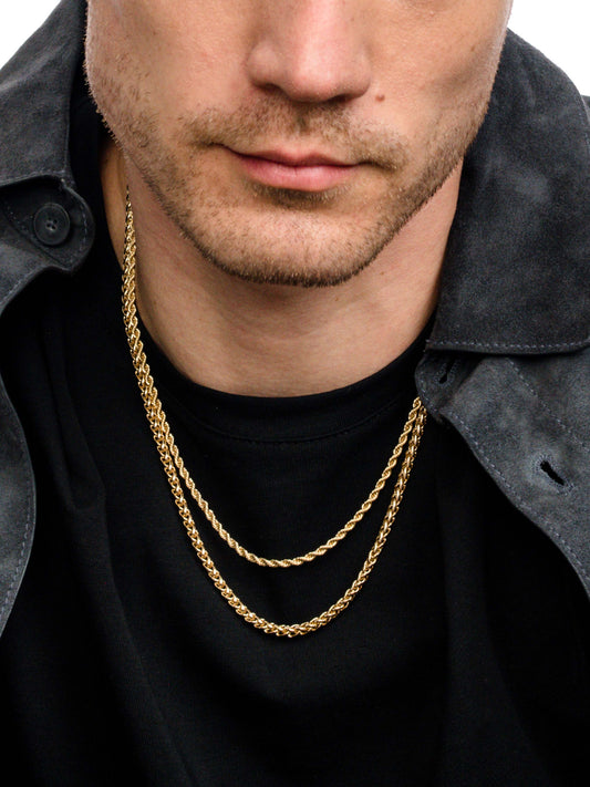 Men’s Wheat Chain Necklace 4mm | Gold | Model Image | Uncommon James