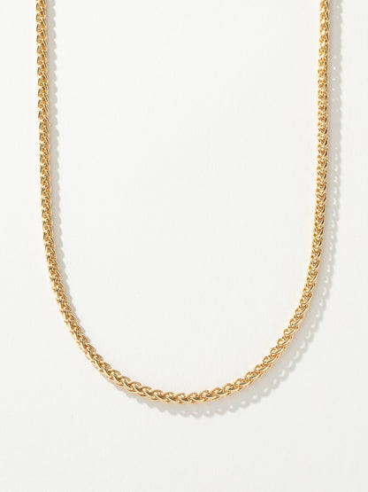 ["Men’s Wheat Chain Necklace 4mm ", " Gold ", " Product Detail Image ", " Uncommon James"]