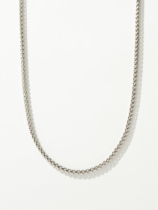 Men’s Wheat Chain Necklace 4mm | Silver | Product Detail Image | Uncommon James