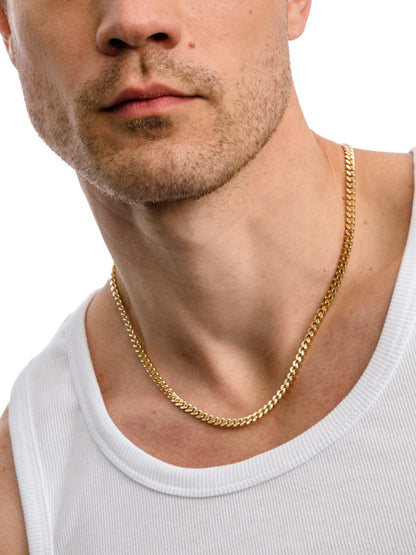 Men’s Cuban Chain Necklace 5mm | Gold | Model Image | Uncommon James