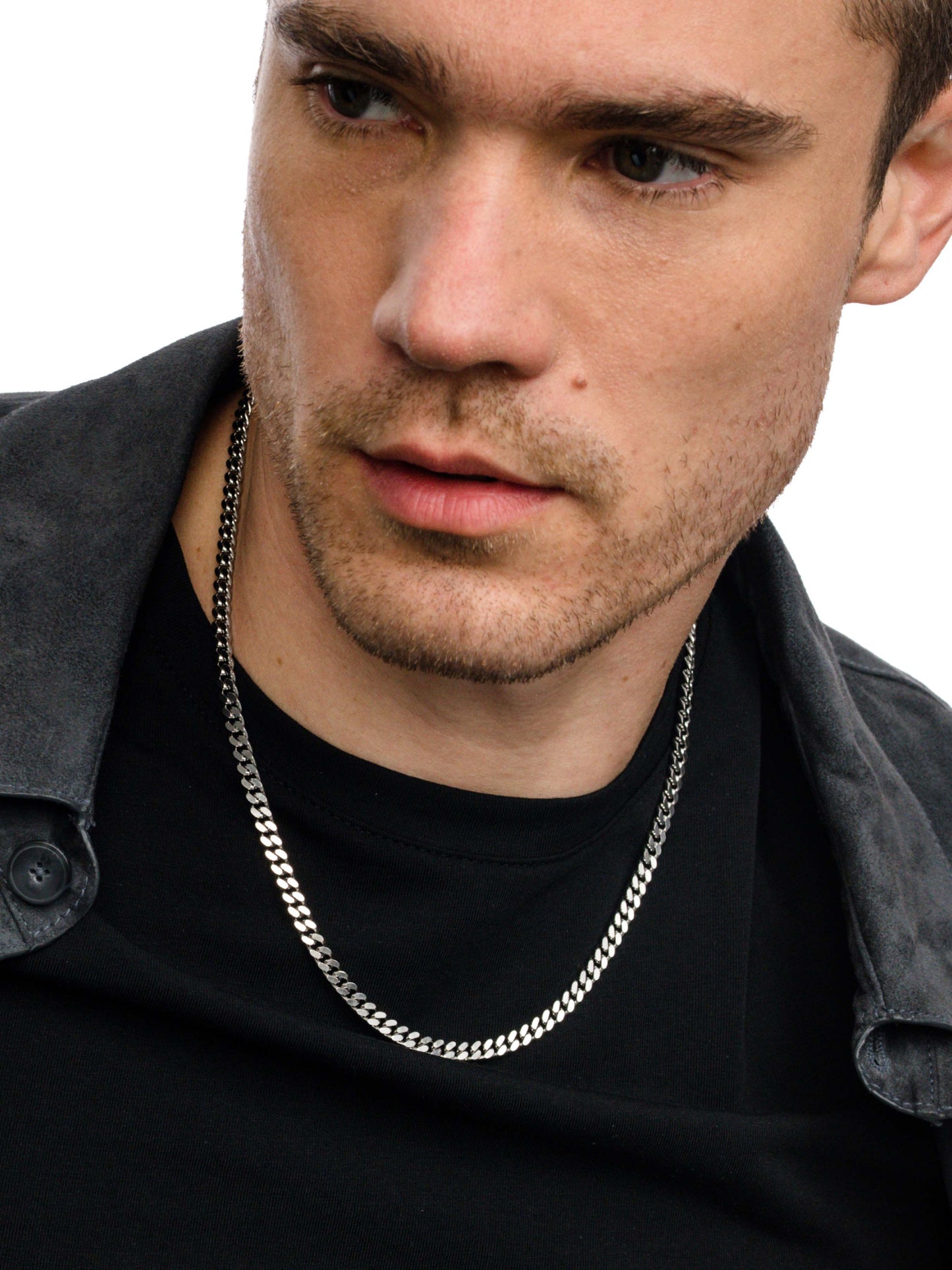 Men’s Cuban Chain Necklace 5mm | Silver | Model Image 2 | Uncommon James
