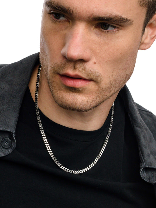 Men’s Cuban Chain Necklace 5mm | Silver | Model Image 2 | Uncommon James