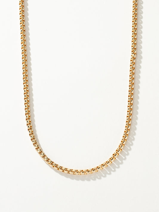 Men’s Round Box Chain Necklace 5mm | Gold | Product Detail Image | Uncommon James