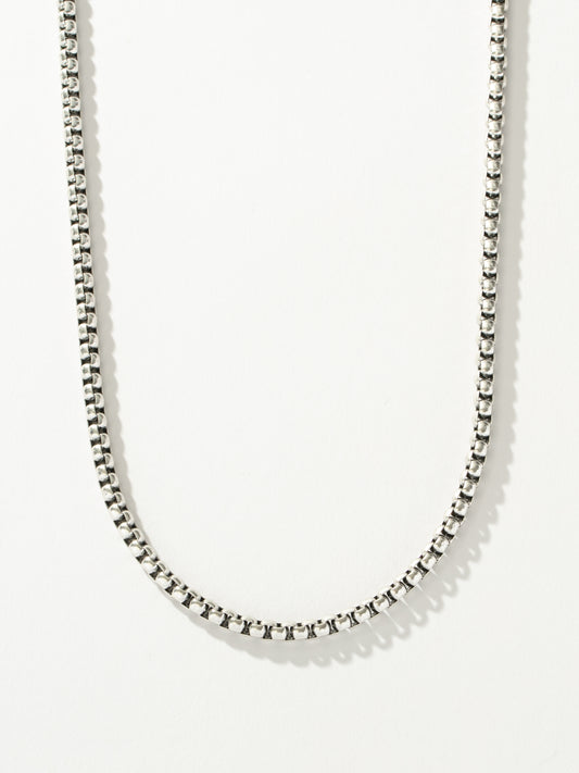 Men’s Round Box Chain Necklace 5mm | Silver | Product Detail Image | Uncommon James