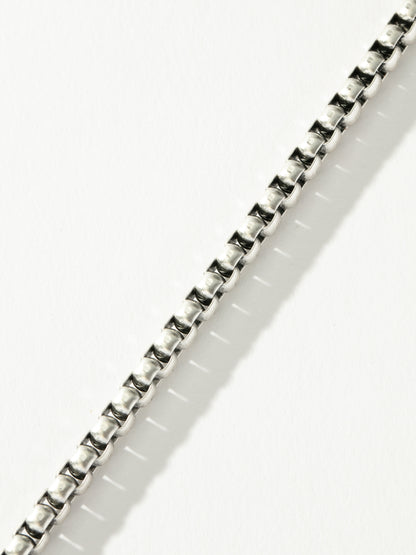 ["Men’s Round Box Chain Necklace 5mm ", " Silver ", " Product Detail Image 2 ", " Uncommon James"]