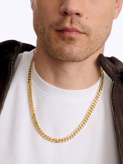 Men’s Cuban Chain Necklace 8mm | Gold | Model Image | Uncommon James