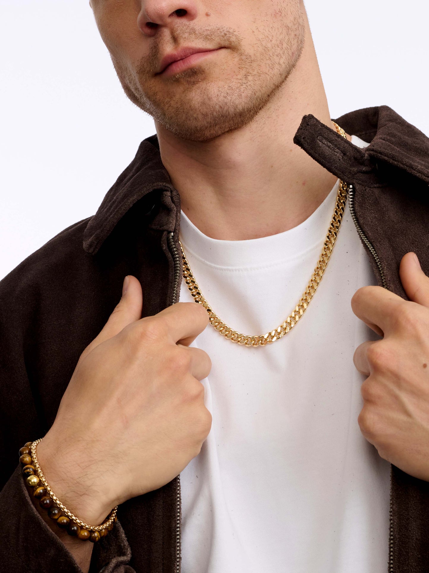 Men’s Cuban Chain Necklace 8mm | Gold | Model Image 2 | Uncommon James