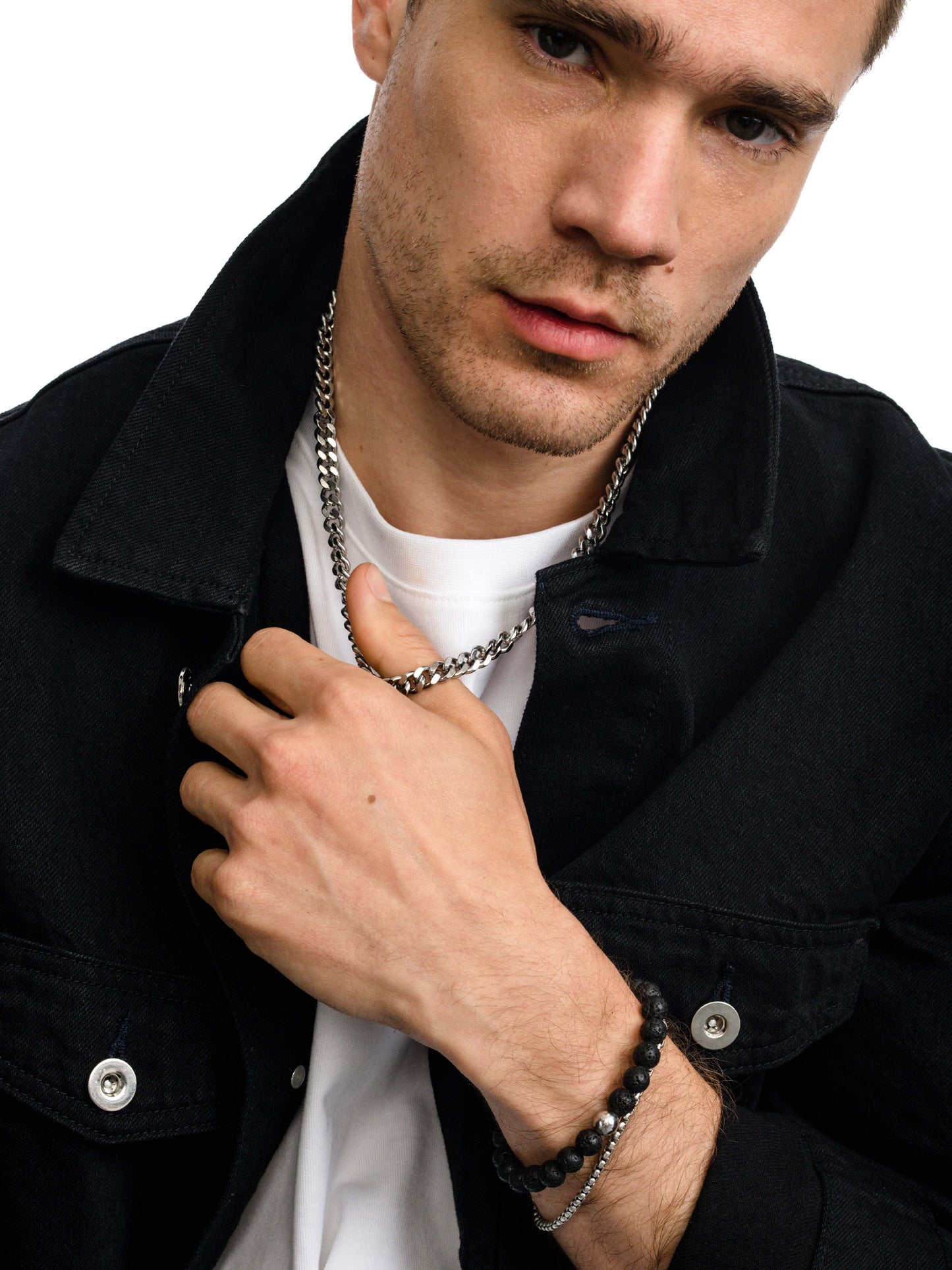 Men’s Cuban Chain Necklace 8mm | Silver | Model Image 3 | Uncommon James