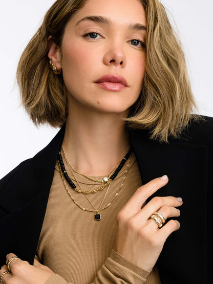 ["Chateau Layered Necklace ", " Black ", " Model Image ", " Uncommon James"]