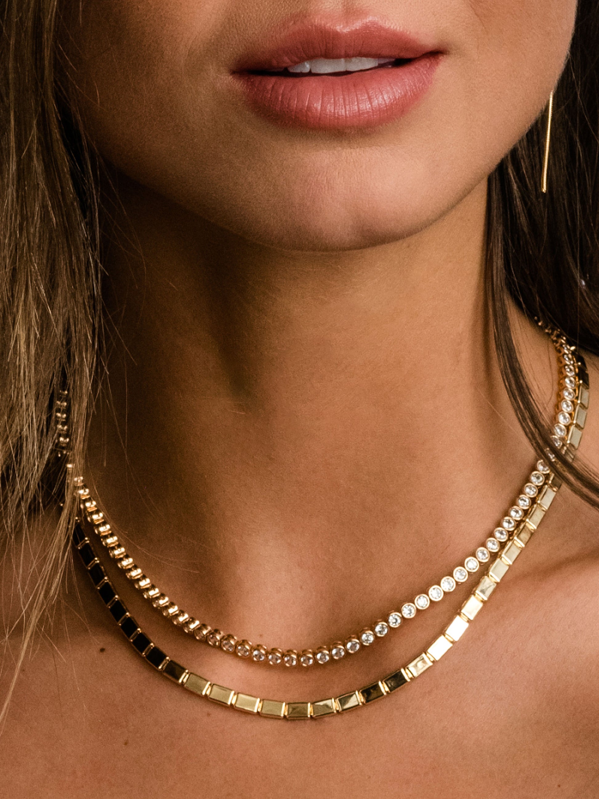 Fairy Bezel Tennis Necklace | Gold | Model Image | Uncommon James