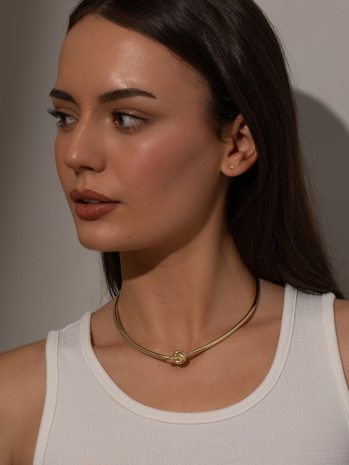 Forever Knot Collar Necklace | Gold | Model Image | Uncommon James