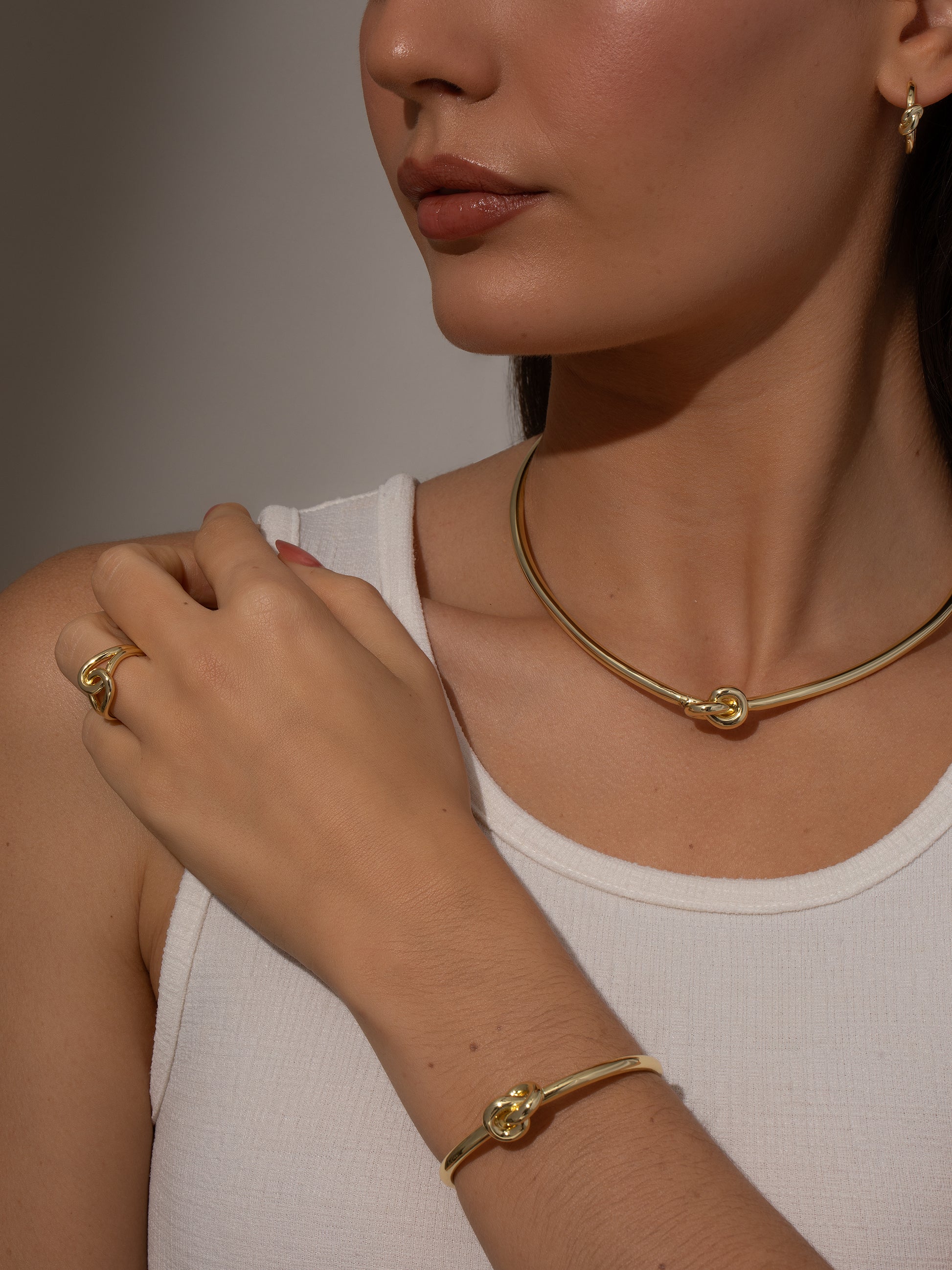 Forever Knot Collar Necklace | Gold | Model Image | Uncommon James