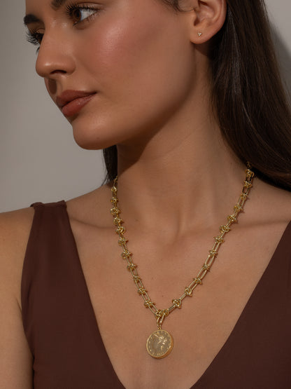 ["Lady Liberty Coin Necklace ", " Gold ", " Model Image ", " Uncommon James"]