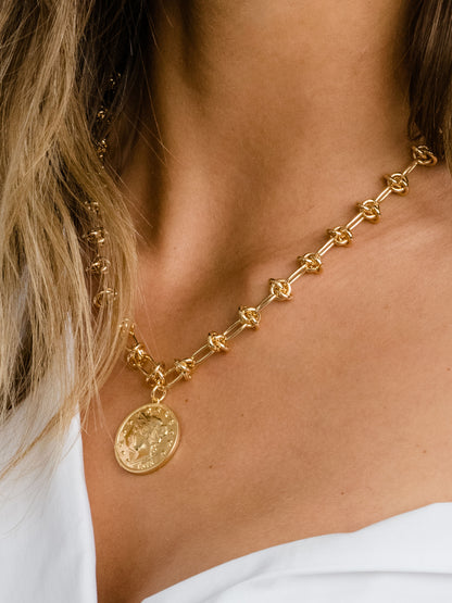 ["Lady Liberty Coin Necklace ", " Gold ", " Model Image ", " Uncommon James"]
