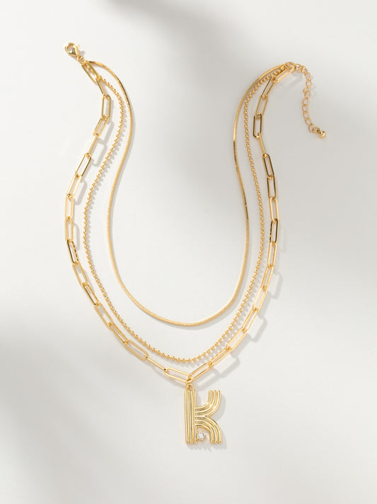 Muse Initial Layered Necklace | Gold | Product Image | Uncommon James