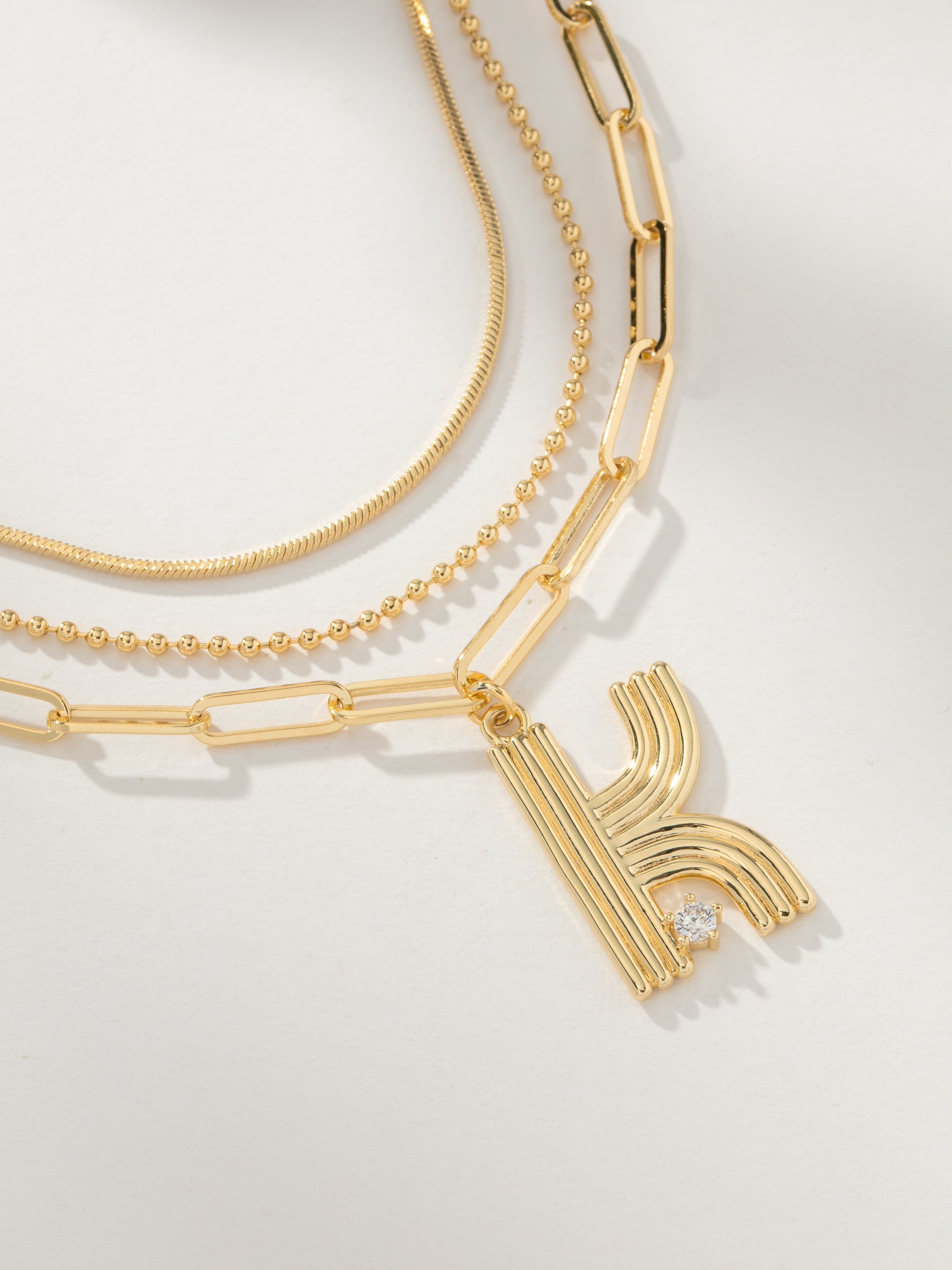 Muse Initial Layered Necklace | Gold | Product Image | Uncommon James