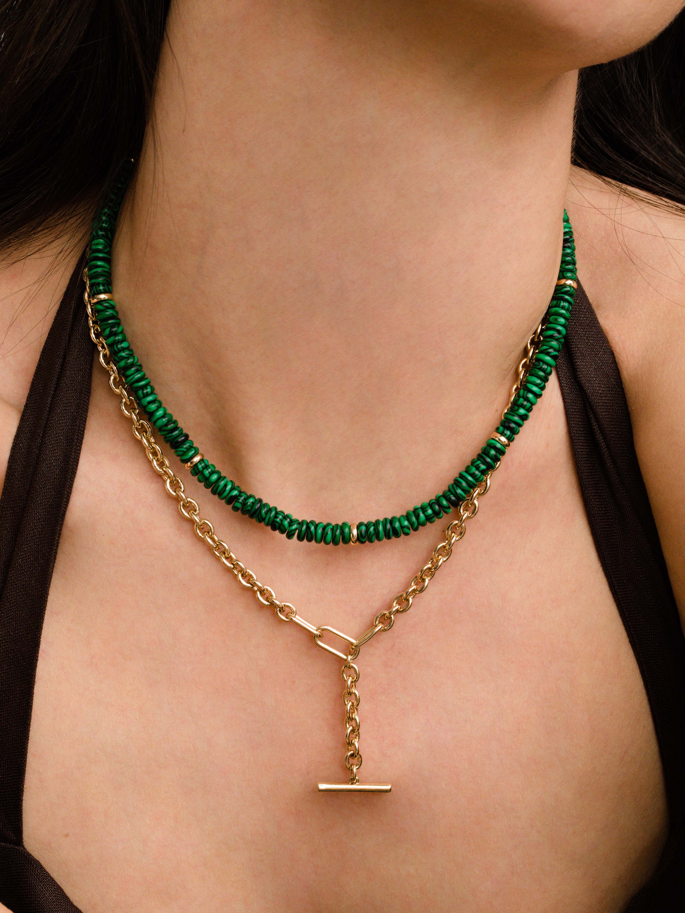 Venice Beaded Necklace in Gold and Green | Uncommon James
