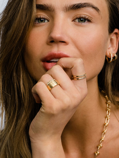 ["Chateau Statement Ring (Set of 2) ", " Gold ", " Model Image ", " Uncommon James"]