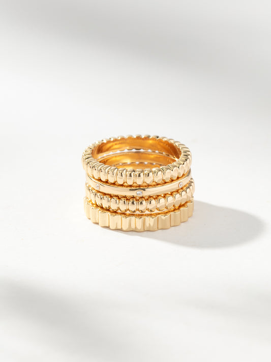 High Tide Ring Stack (Set of 4) | Gold | Model Image | Uncommon James