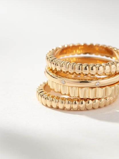 ["High Tide Ring Stack (Set of 4) ", " Gold ", " Product Image ", " Uncommon James"]