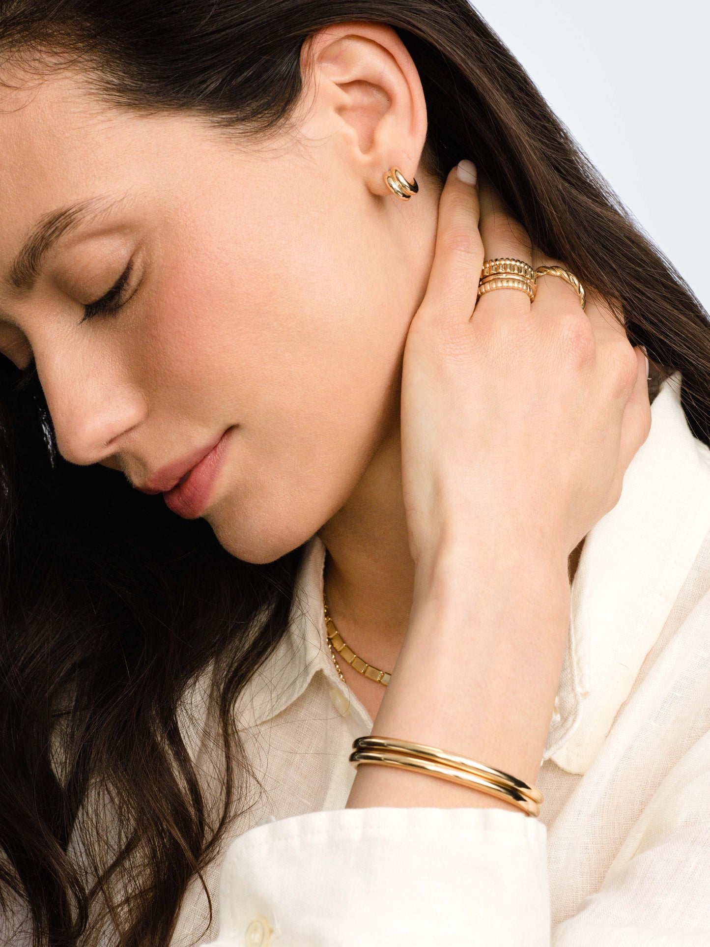 High Tide Ring Stack (Set of 4) | Gold | Model Image | Uncommon James