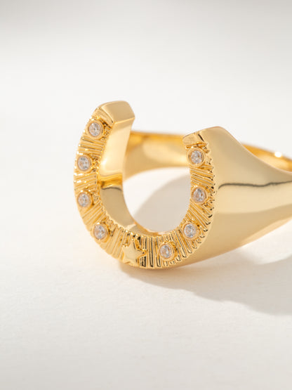 ["Lucky Horseshoe Ring ", " Gold ", " Product Image ", " Uncommon James"]