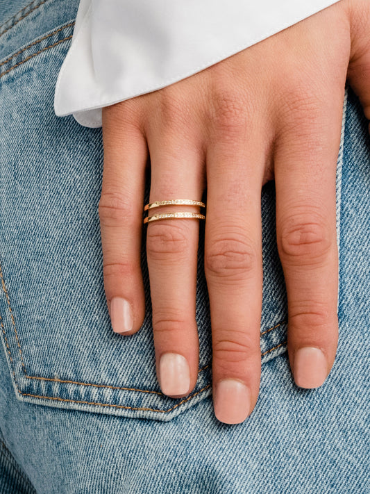 Whim Pavé Stacked Ring | Gold | Model Image | Uncommon James