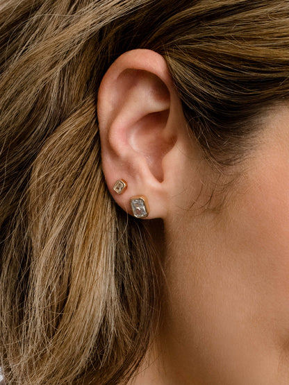 ["Emerald Stud Earrings ", " Gold Small ", " Model Image ", " Uncommon James"]