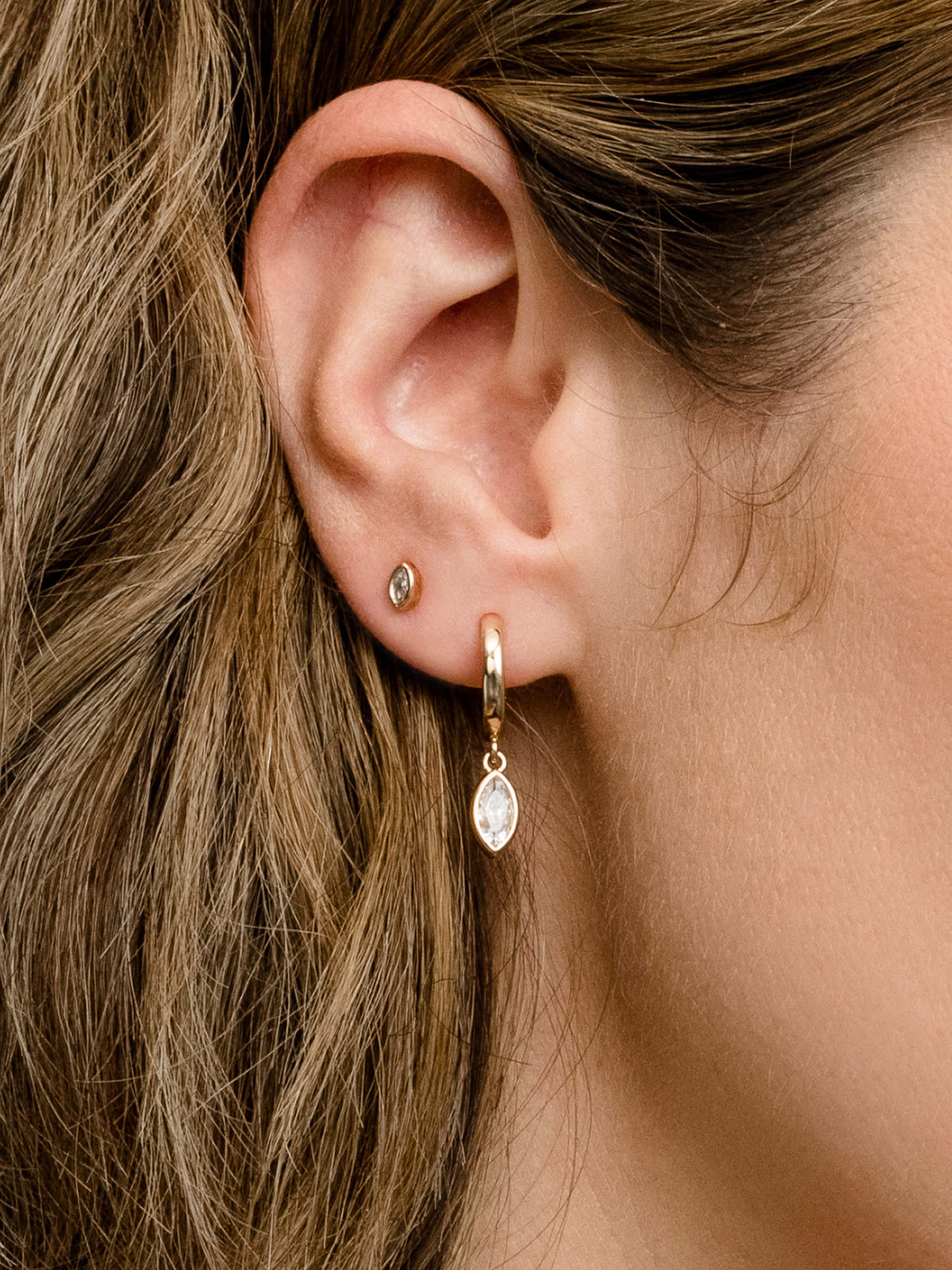 Marquise Dangle Huggie Earrings
