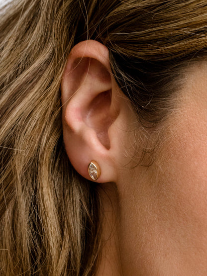 ["Marquise Stud Earrings ", " Gold Medium ", " Model Image 2 ", " Uncommon James"]