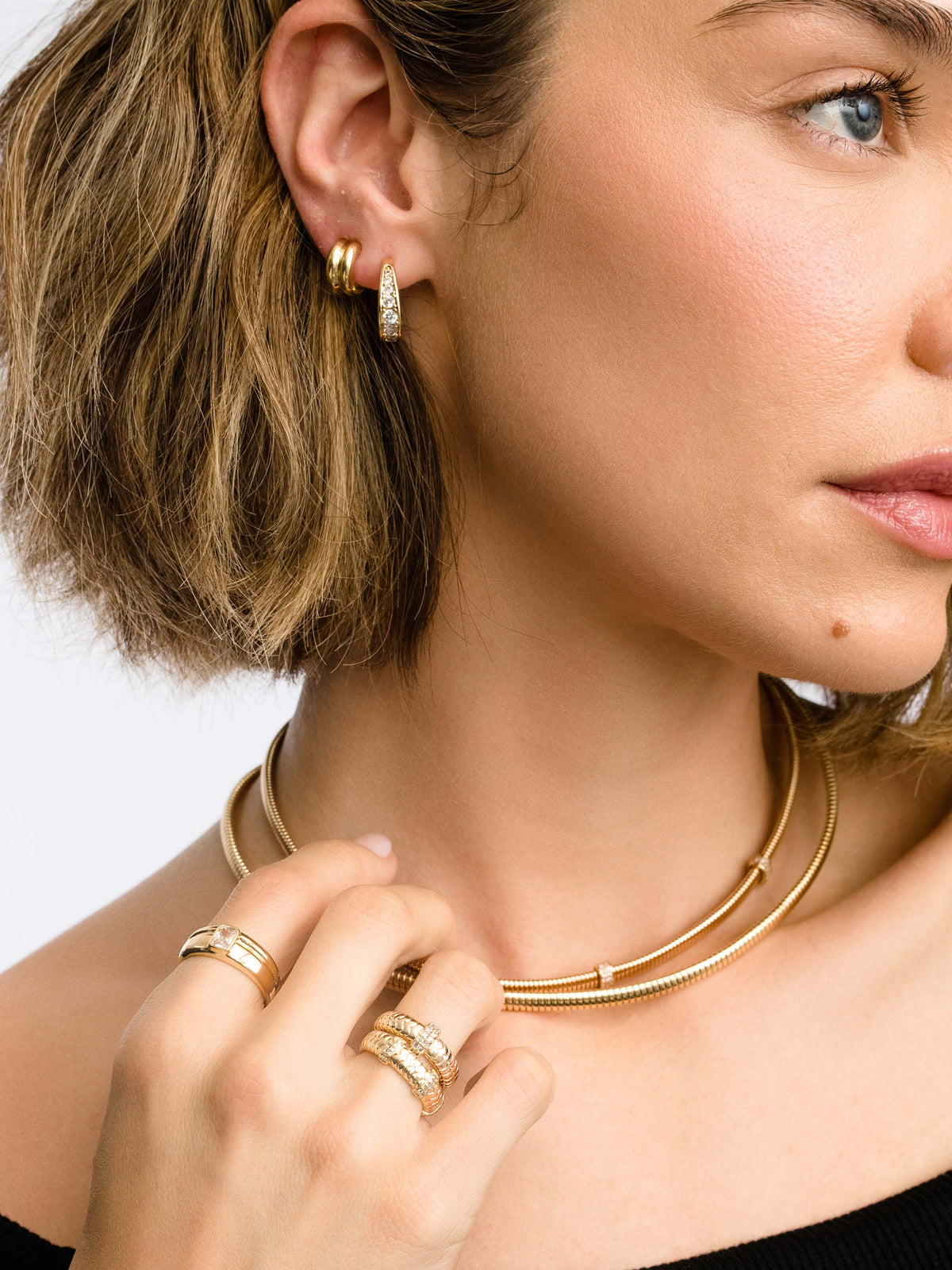 Julia Pavé Huggie Earrings